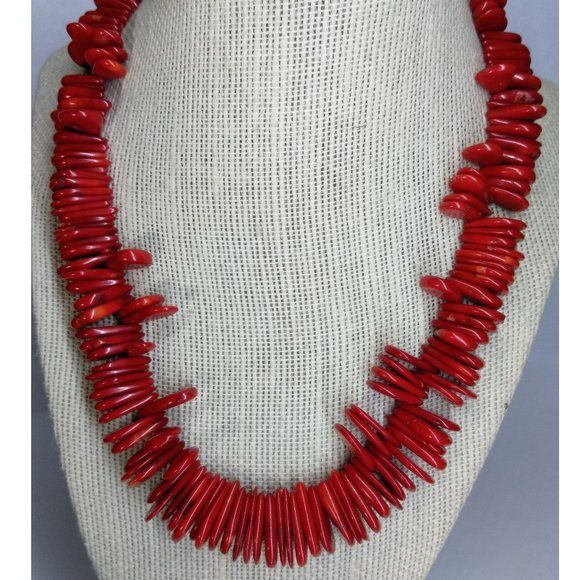 Sterling Silver Red Coral Necklace - Picture 1 of 8